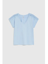Moodo Блузка с дантела на ръкавите светло синя Moodo
