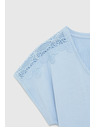 Moodo Блузка с дантела на ръкавите светло синя Moodo