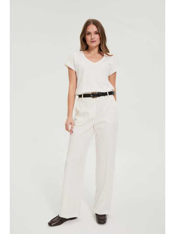 Moodo Блузка с дантела на ръкавите бяла Moodo