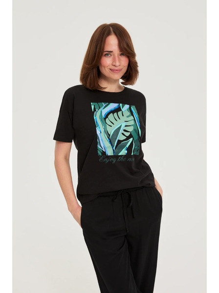 Moodo Тениска с печат черна Moodo