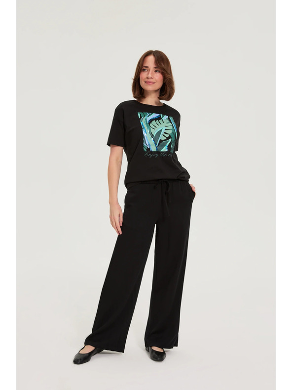 Moodo Тениска с печат черна Moodo