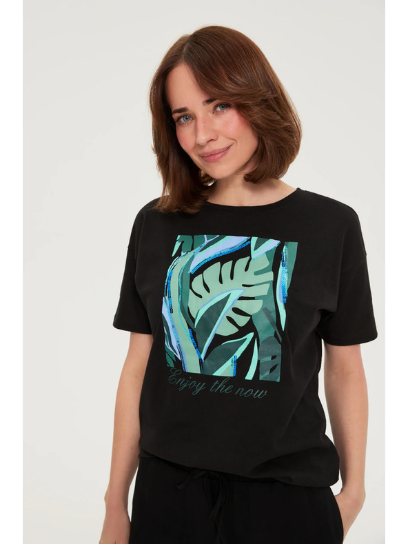 Moodo Тениска с печат черна Moodo