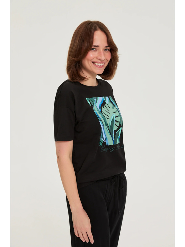 Moodo Тениска с печат черна Moodo