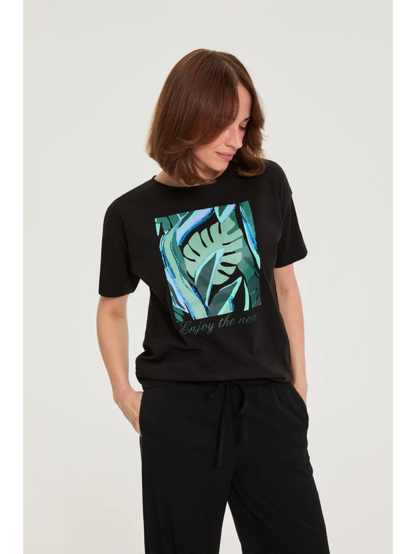 Moodo Тениска с печат черна Moodo