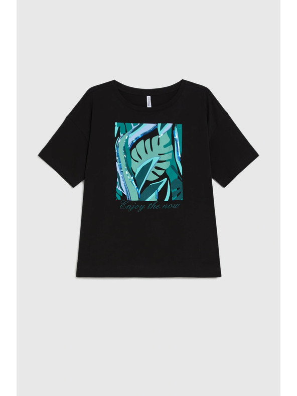 Moodo Тениска с печат черна Moodo