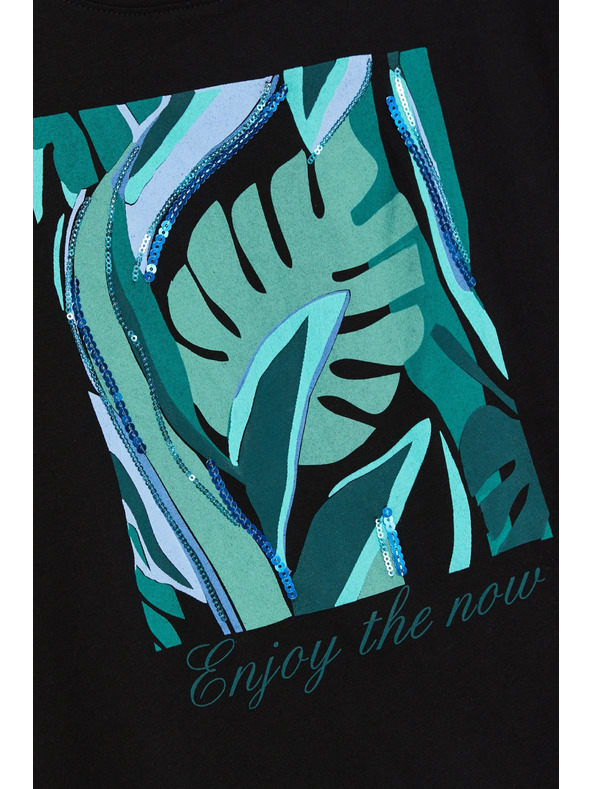 Moodo Тениска с печат черна Moodo