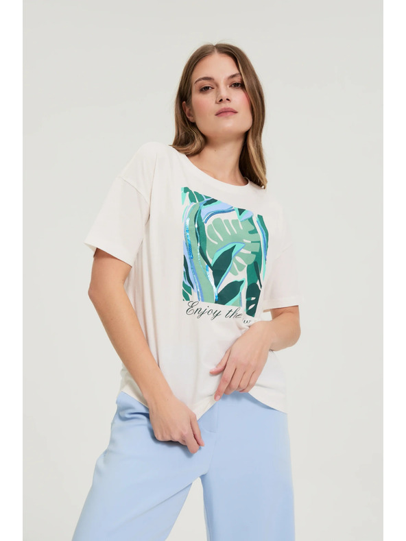 Moodo Бяла тениска с принт Moodo