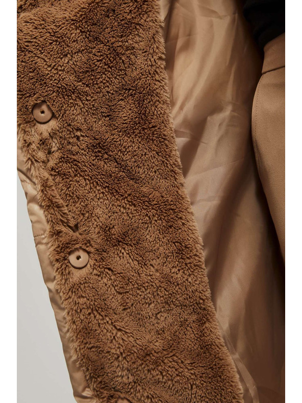 Moodo Дълго яке с качулка тъмно бежово Moodo