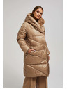 Moodo Дълго яке с качулка тъмно бежово Moodo
