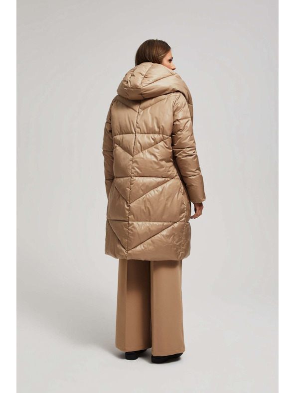 Moodo Дълго яке с качулка тъмно бежово Moodo