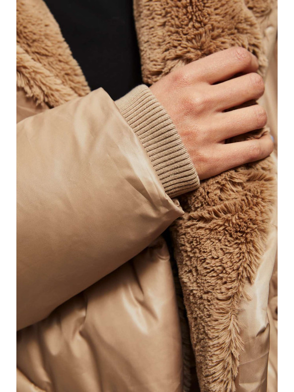 Moodo Дълго яке с качулка тъмно бежово Moodo