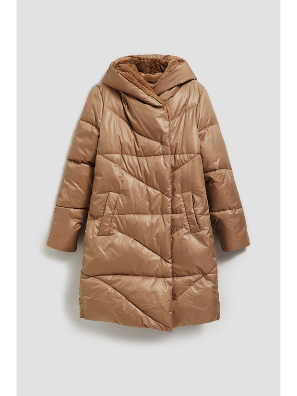 Moodo Дълго яке с качулка тъмно бежово Moodo