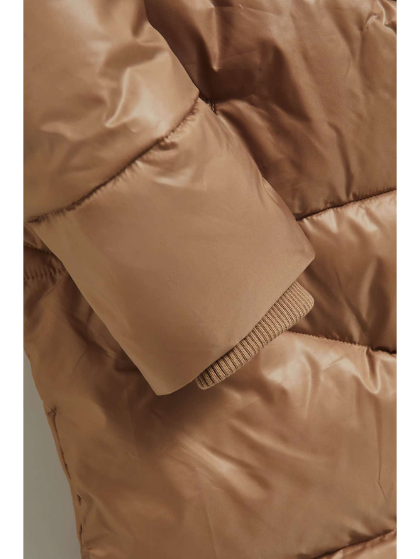 Moodo Дълго яке с качулка тъмно бежово Moodo