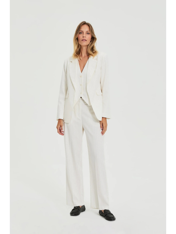Moodo Панталони от костюм с райета бели Moodo