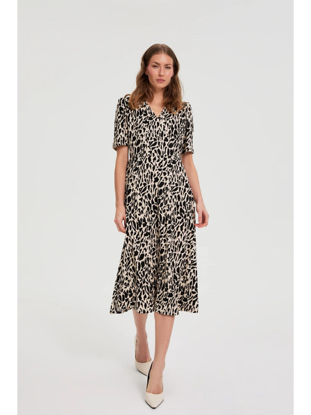 Moodo Миди рокля с шарка бежова Moodo