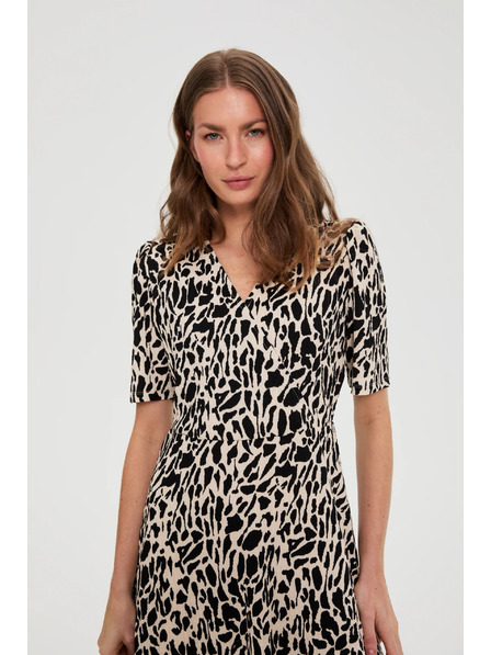 Moodo Миди рокля с шарка бежова Moodo