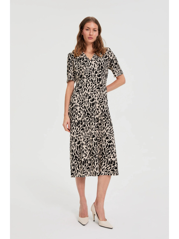 Moodo Миди рокля с шарка бежова Moodo