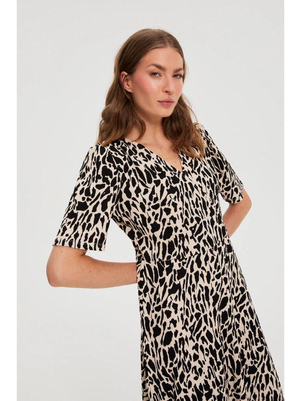 Moodo Миди рокля с шарка бежова Moodo