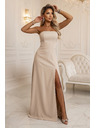 numoco ELARA Коршетни макси рокли с цепка и вързване на гърба - бежови