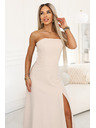 numoco ELARA Коршетни макси рокли с цепка и вързване на гърба - бежови