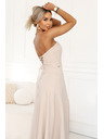numoco ELARA Коршетни макси рокли с цепка и вързване на гърба - бежови