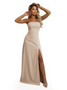 numoco ELARA Коршетни макси рокли с цепка и вързване на гърба - бежови