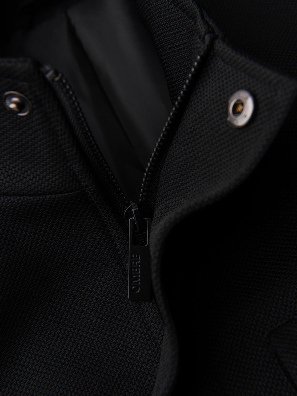 Ombre Clothing Мъжко приляно структурирано палто с висок яка - черно V1 OM-COWC-0136 Ombre Clothing