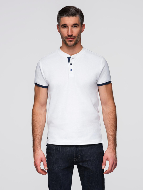 Ombre Clothing Бяла мъжка поло риза Ombre Clothing
