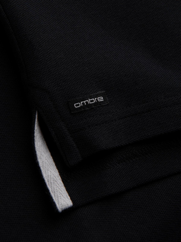 Ombre Clothing Черна мъжка поло риза Омбре Облекло