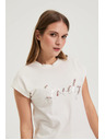 Moodo Тениска с принт и мъниста бяла Moodo