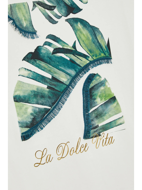 Moodo Памучна блуза с принт в бяло Moodo