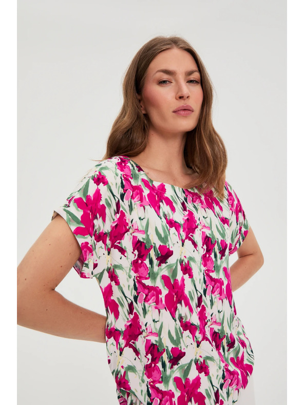 Moodo Риза с къс ръкав фуксия Moodo