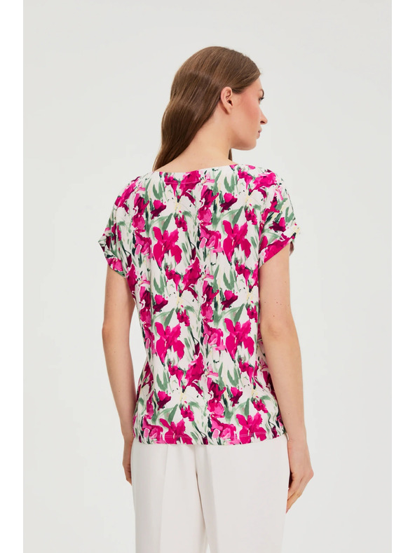 Moodo Риза с къс ръкав фуксия Moodo