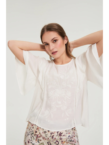 Moodo Риза с волани бяла Moodo