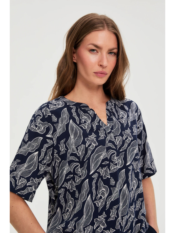 Moodo Тъмносиняя вискозна риза Moodo