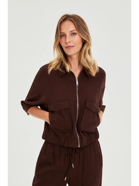 Moodo Якета с лен кафява Moodo