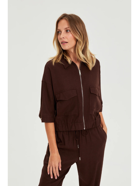 Moodo Якета с лен кафява Moodo