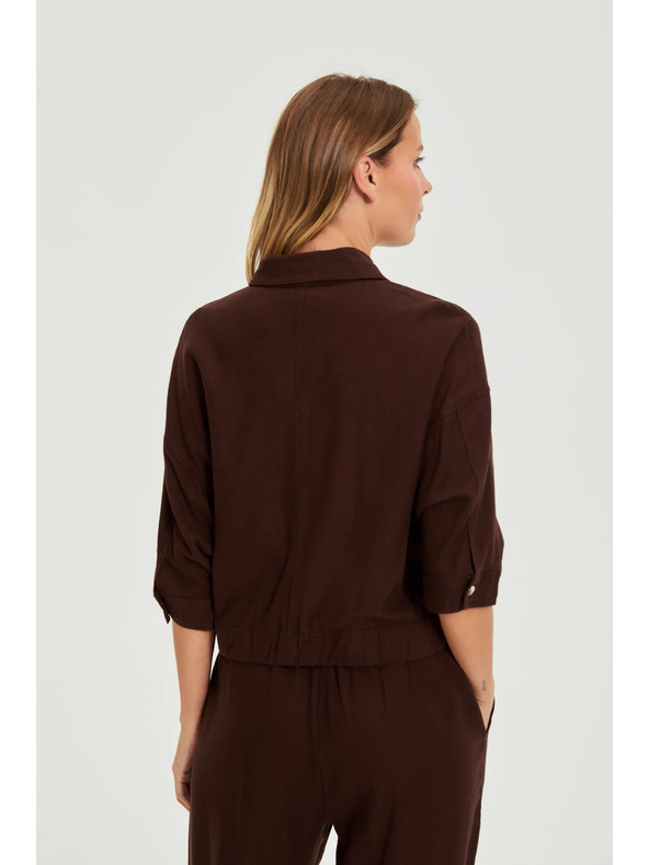 Moodo Якета с лен кафява Moodo