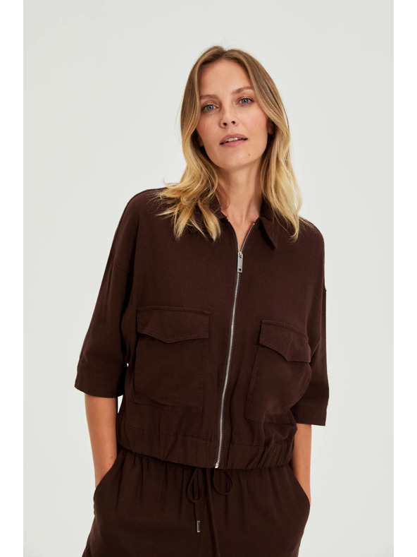 Moodo Якета с лен кафява Moodo