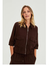 Moodo Якета с лен кафява Moodo