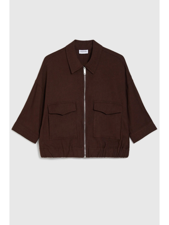 Moodo Якета с лен кафява Moodo