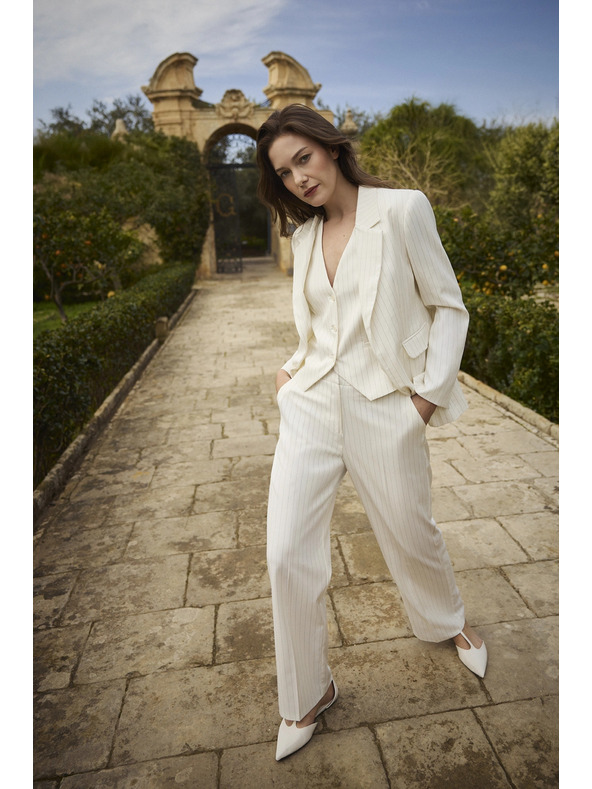 Moodo Елек с фини ивици бял Moodo