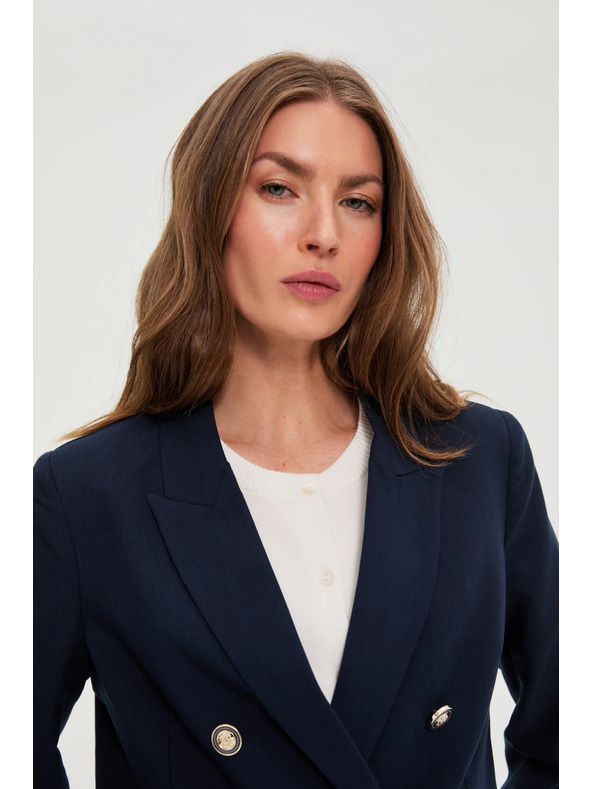 Moodo Синьо двуредово сако с декоративни копчета Moodo