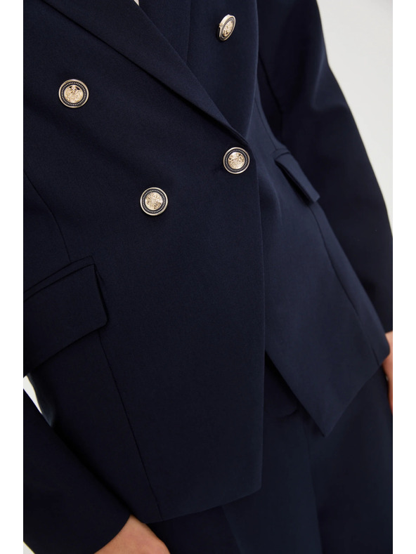 Moodo Синьо двуредово сако с декоративни копчета Moodo