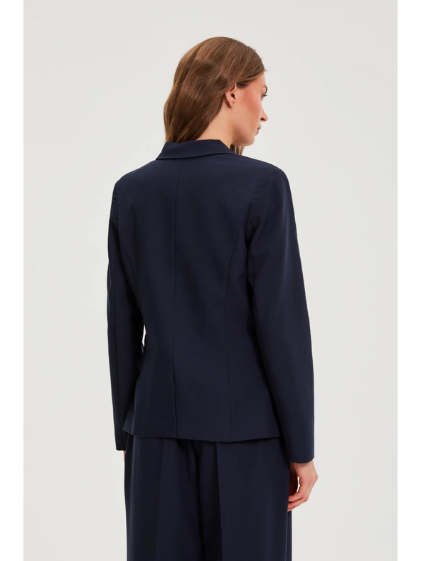 Moodo Синьо двуредово сако с декоративни копчета Moodo
