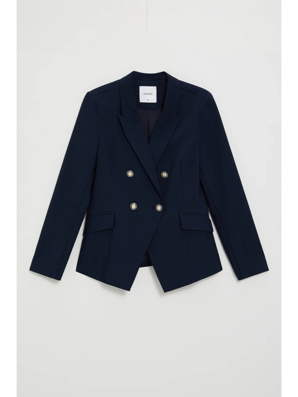 Moodo Синьо двуредово сако с декоративни копчета Moodo