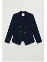 Moodo Синьо двуредово сако с декоративни копчета Moodo