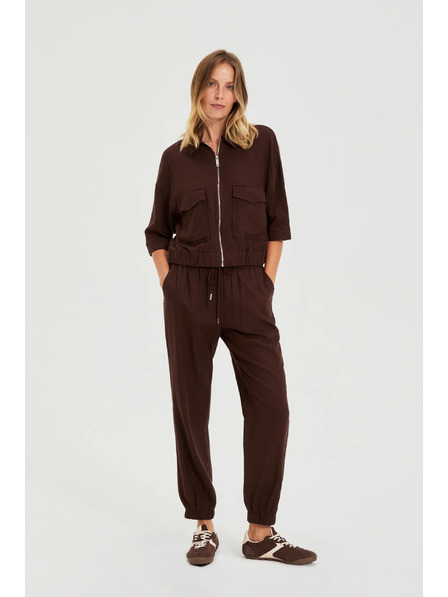 Moodo Гладки панталони кафяви Moodo