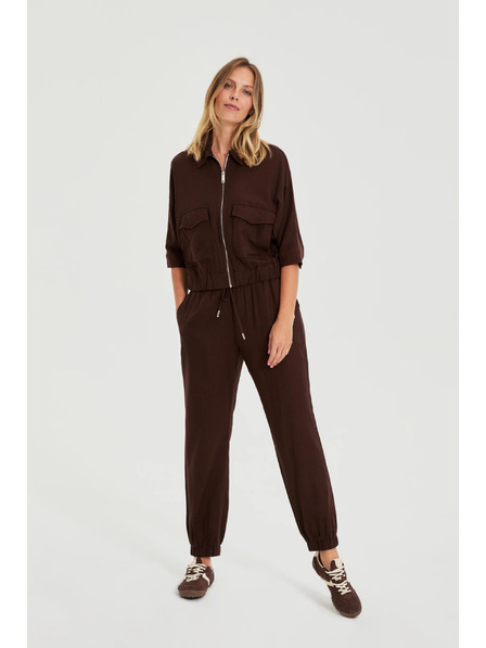 Moodo Гладки панталони кафяви Moodo