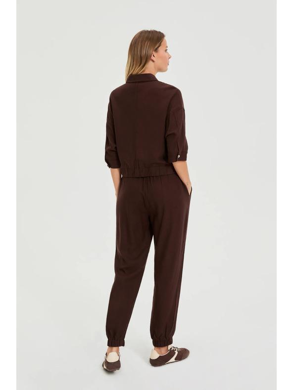 Moodo Гладки панталони кафяви Moodo